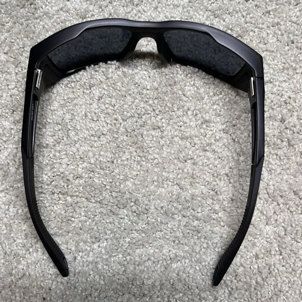 NEW Fin-Nor Rum Line Polarized Sunglasses Matte Black Mirrored Blue Lens w/ Case